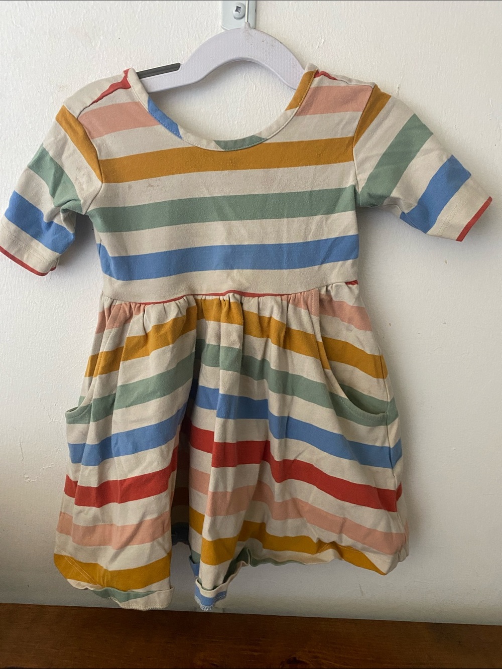 Girls' Multicolor Stripe Pocket Dress